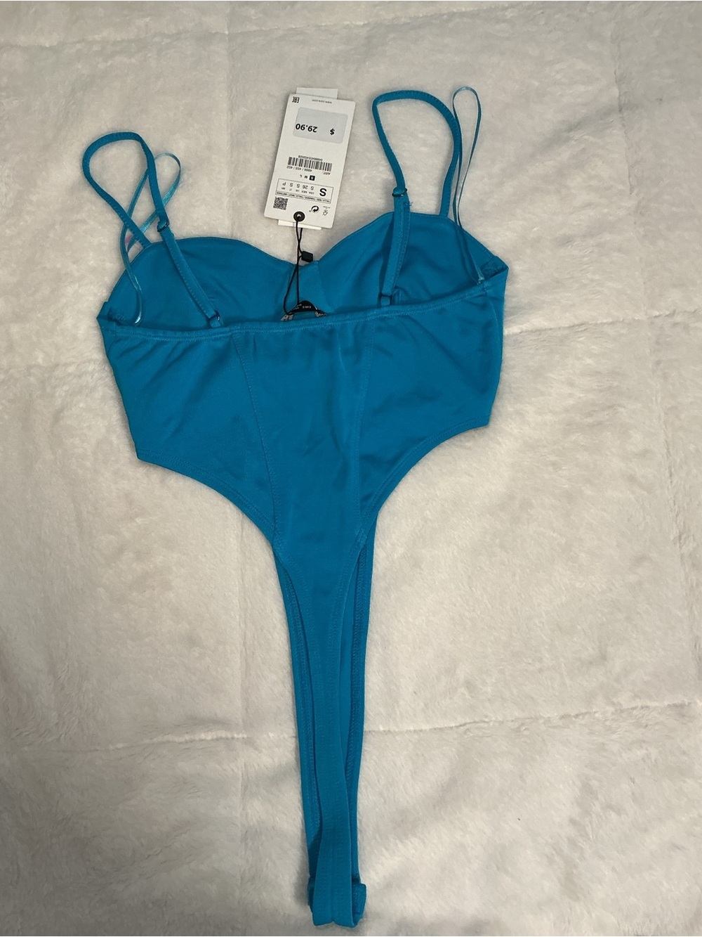 Turquoise Blue Thong One-Piece Bodysuit - Picture 3 of 5